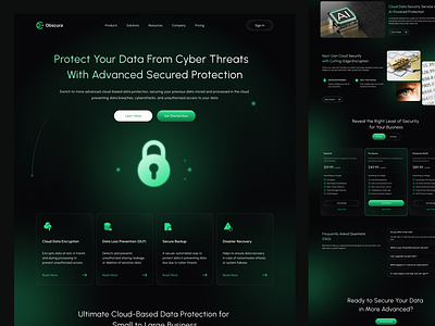 Obscura - Cybersecurity Website Landing Page cybersecurity design figma landingpage ui uiux website