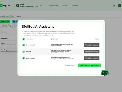 Conversational UI ai animation assistant bot dashboard finance fintech interaction interaction design permissions roles roles and permissions web design