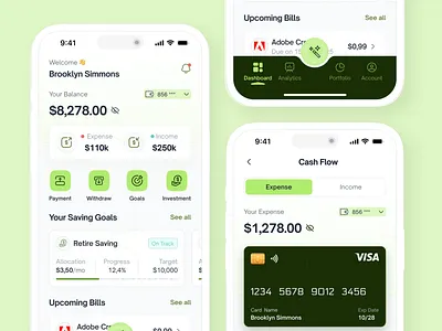 Nexwealth - AI Finance Mobile App Homepage ai app business card cashflow dashboard design finance gradient green homepage invesment minimal mobile modern money payment ui ux