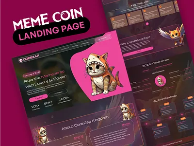 CoreZap Meme Coin Landing Page Design branding design figma figma web design landing page design meme meme coin website meme coin website design memecoin memecoinlandingpage presale website ui uiux website ux website design