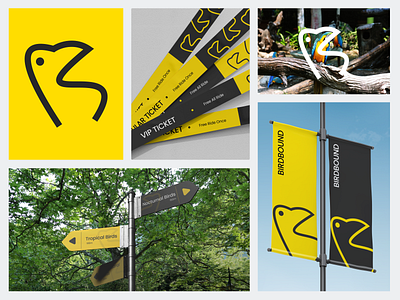 BIRDBOUND - Logo Design for Bird Park animal logo bird logo brand identity branding letter b letter b logo letter logo logo logo branding logo design minimalist logo modern logo rebrand rebranding logo wildlife brand yellow logo