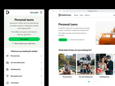 Loans landing page campaign page design landing page ui uiux ux uxui web website