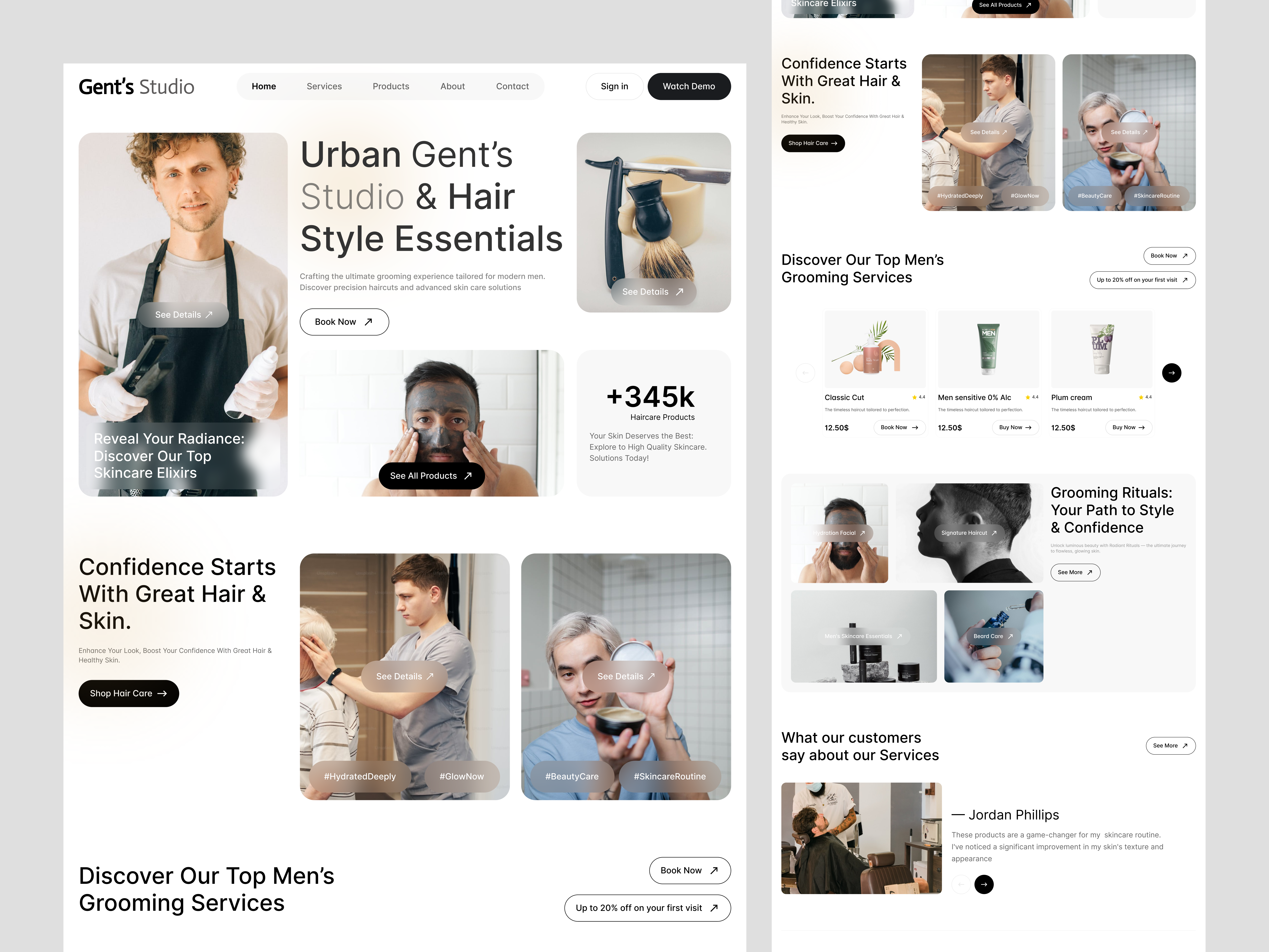 Men’s Grooming Website - Barber Shop barber barber shop beauty care beauty product beauty website booking ecommerce ui ecommerce website gents grooming website hair booking mens care premium product design services ui uiux for website ux web design
