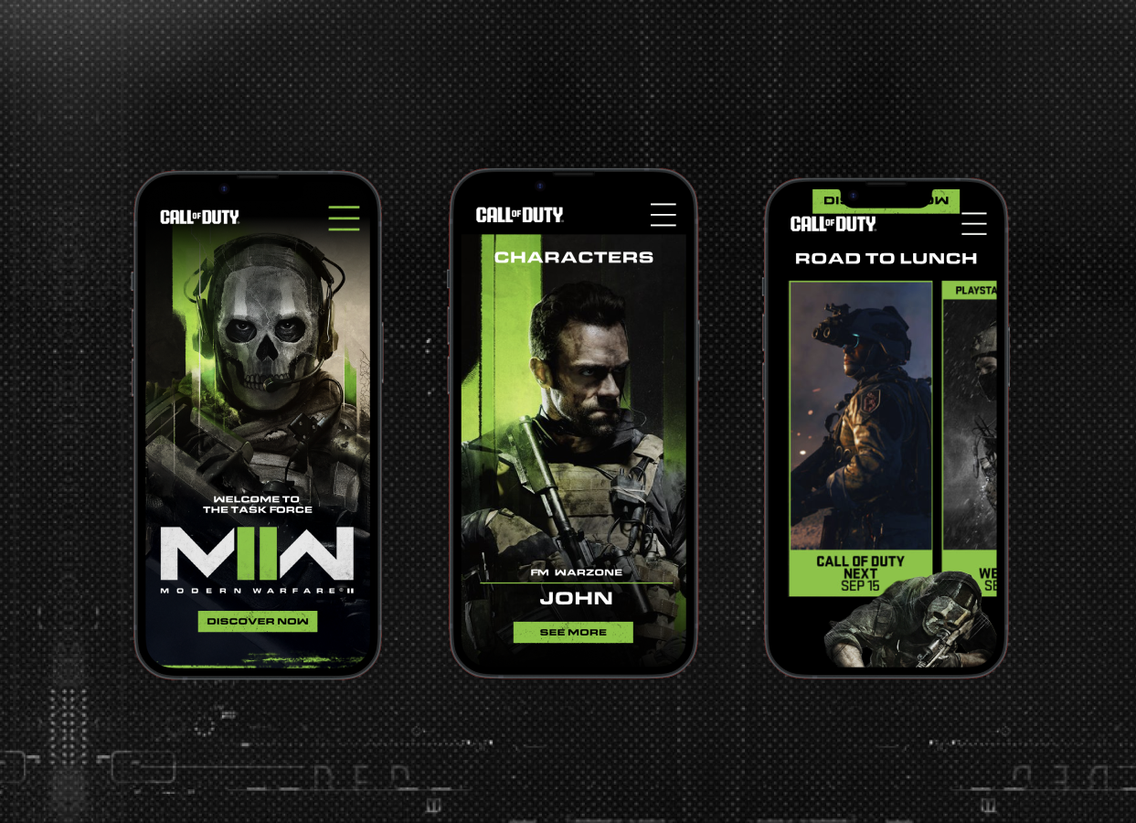 Call of Duty : Modern Warfare 2 : Mobile app activision app design blizzard call of call of duty call of duty modern warfare 2 entertainment entertainment website game game app game design game website home page landing page mobile app movie design promotional app promotional wesbite uxui design webdesign