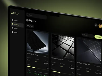SUNFLUX - Solar Panel Dashboard ai app app design crm dashboard energy green energy ios management panel product renewable saas solar solar dashboard ui ux website
