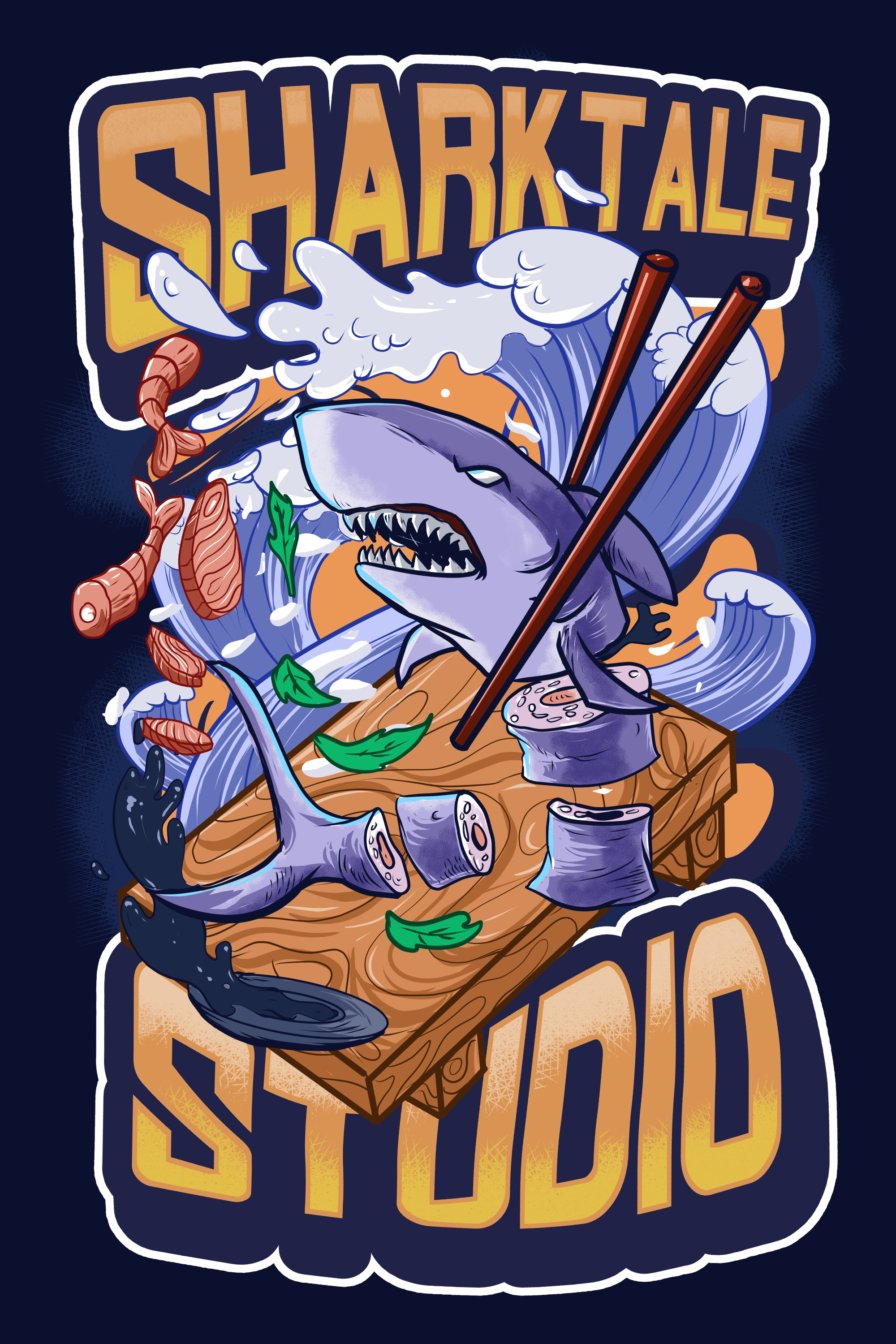 Sushi Shark Original merch animal artwork food japan food japanese meat monster ocean predator seafood shark sushi tees tshirt tshirt design