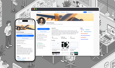 Candidate Profile UI for a Hiring Platform application ui