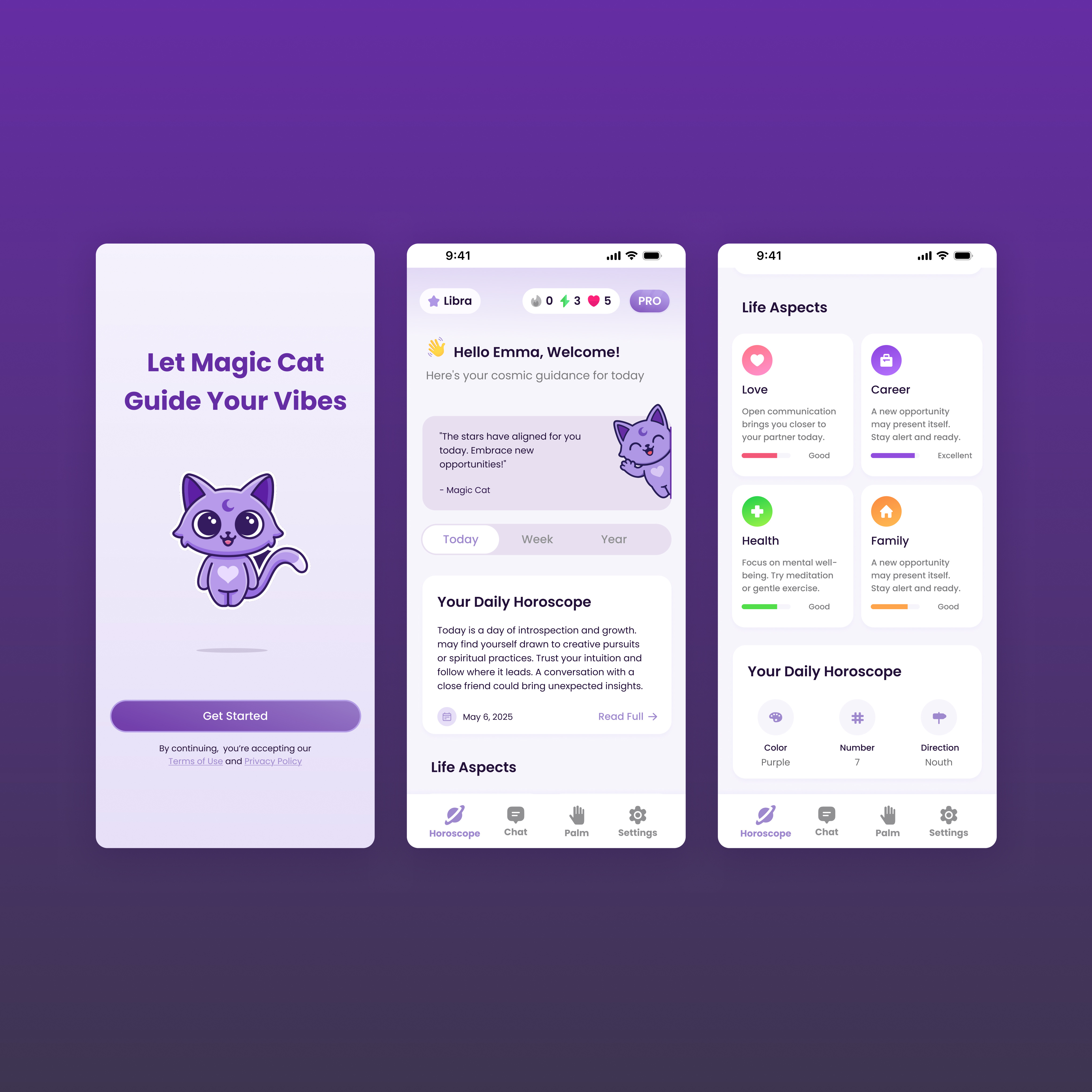 Horoscope Mobile App - homepage app cat cute design home interface mascot mobile ui user ux