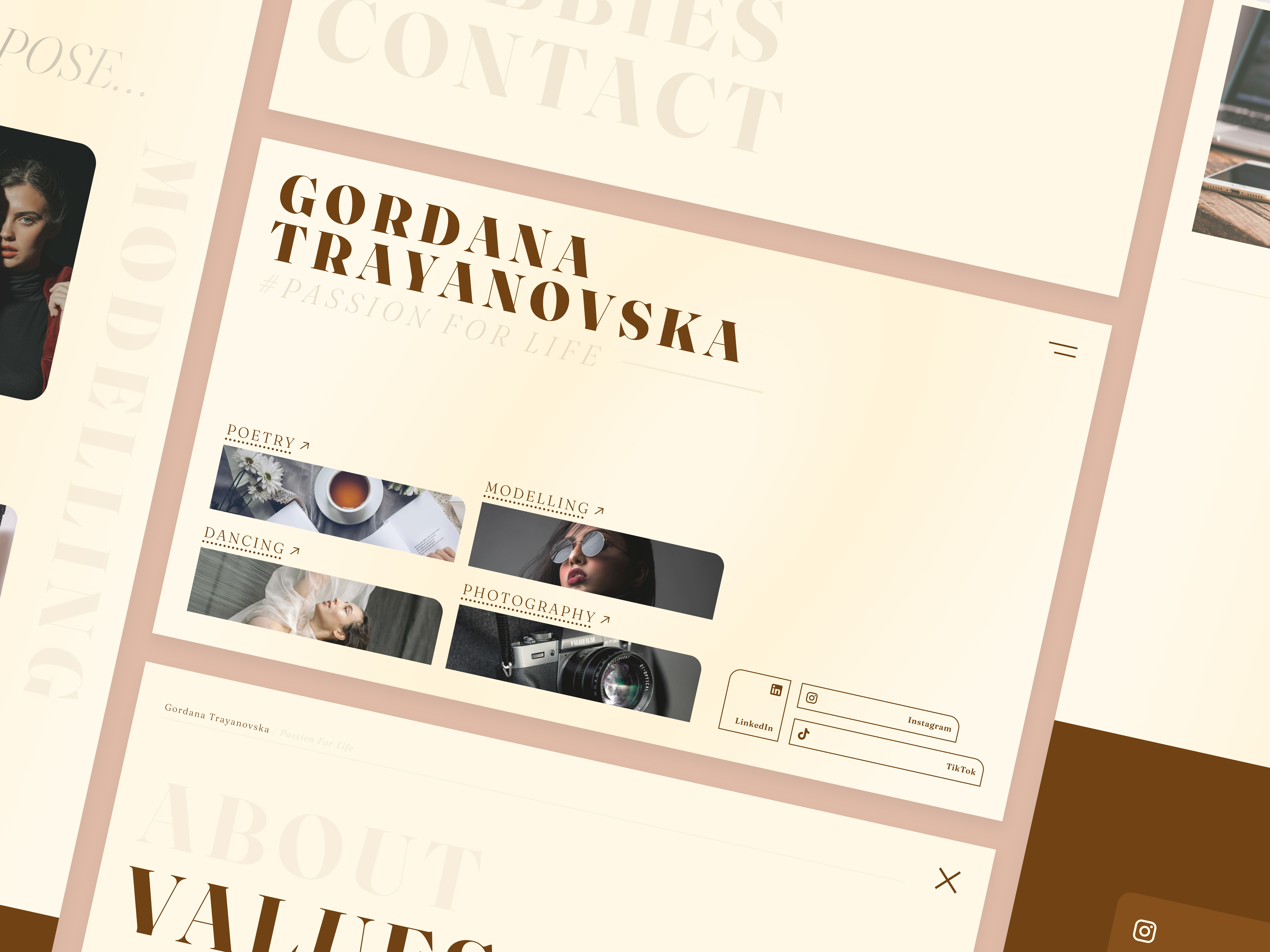 Gordana Trayanovska – Personal Portfolio Website aesthetic design creative portfolio dancing portfolio elegant web design figma design homepage minimalist design modelling portfolio personal website photography design poetry website portfolio design soft ui typography ui design ux design web design web layout website concept
