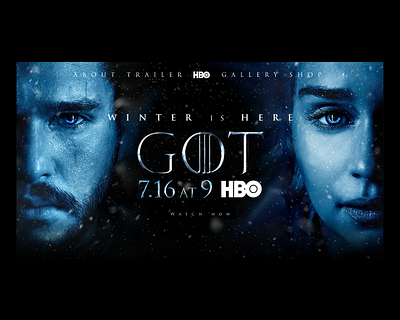 Game of thrones saison 7 : Promotional website design entertainment entertainment website game of thrones george rr martin got got saison 7 hbo house of the dragon jon snow landing page max movie design movie website promotional website ui design webdesign winter is coming