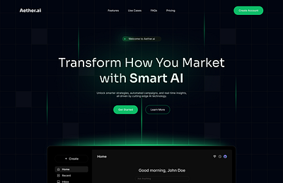 AI hero section ai marketing ui ux