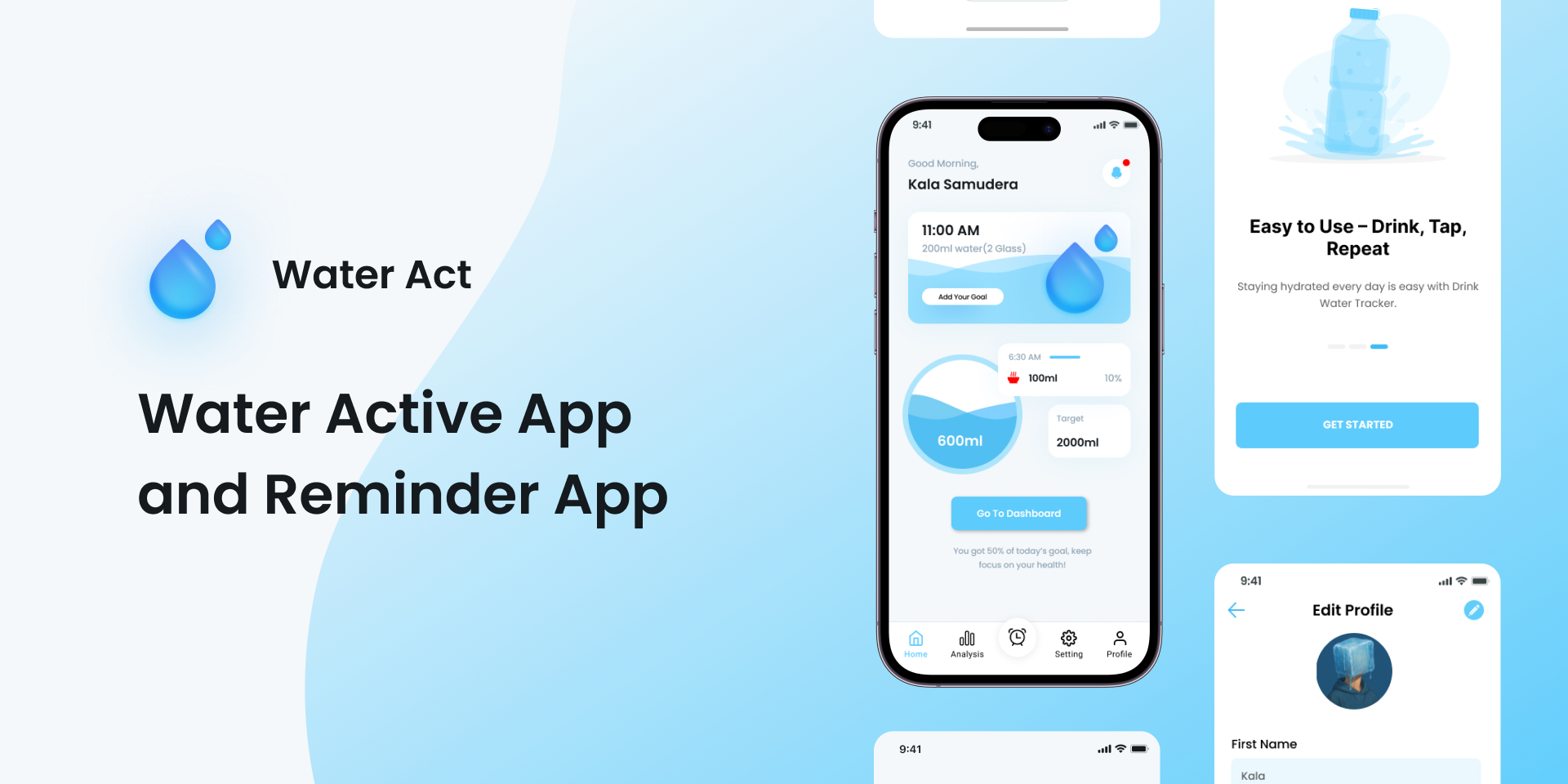 Water Active Tracker - Drink Water Tracker App Mobile branding ui