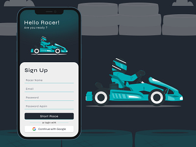 Go-Kart Racing App – Sign Up Screen UI design signup ui uiux ux