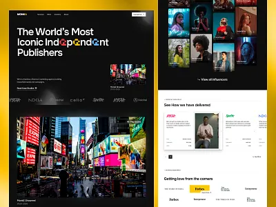 Monk Entertainment Landing Page brands dark hero dark landing hero section iconic influencers landing page monk entertainment trendy website