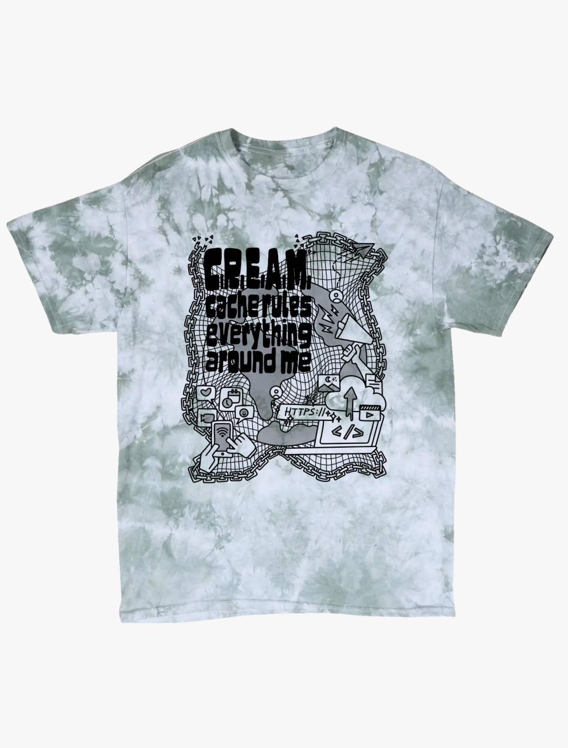 Cache Rules Everything Around Me design design challenge illustration raw paw screenprinting tie dye tshirt world wide web
