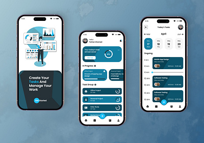 Task's managment app ui design app design figma landing page mobile app ui uiux ux webdesign website