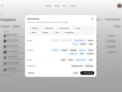 Table Settings Modal design desktop minimal modal product product design setting settings table table settings ui ux