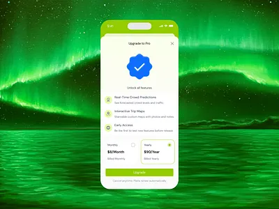 Travls Mobile App Upgrade to Pro Paywall mobile app paywall plans premium pricing travel upgrade to pro