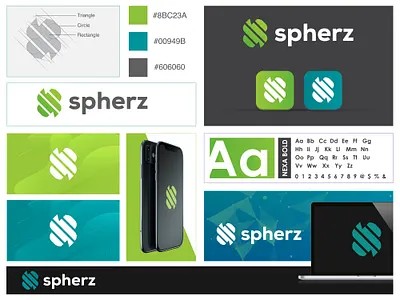 Spherz minimalist Logo Design and Logo Branding guide branding clean creative design flat graphic design letter s logo tech technology logo