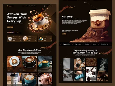 Modern Coffee Website Design brandexperience coffeebrand coffeedesign coffeelovers coffeewebsite creativedesign designinspiration digitaldesign dribbbleshot ecommercedesign figma figmadesign minimaldesign uidesign uiux uxdesign uxui webdesign websitedesign