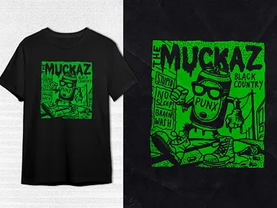 The Muckaz Beer Mascot T-Shirt badge beer beer mascot branding hand drawn illustration logo merch punk punk rock ramones t shirt typography