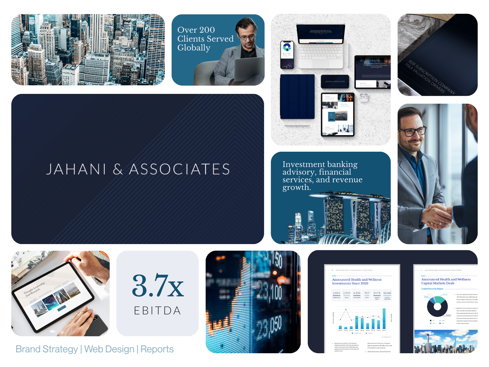 Jahani and Associates | Investment Banking branding editorial design illustration report design ui web design website website design
