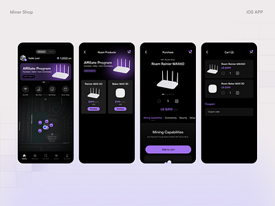 Miner Shop - User flow animation motion graphics ui web 3