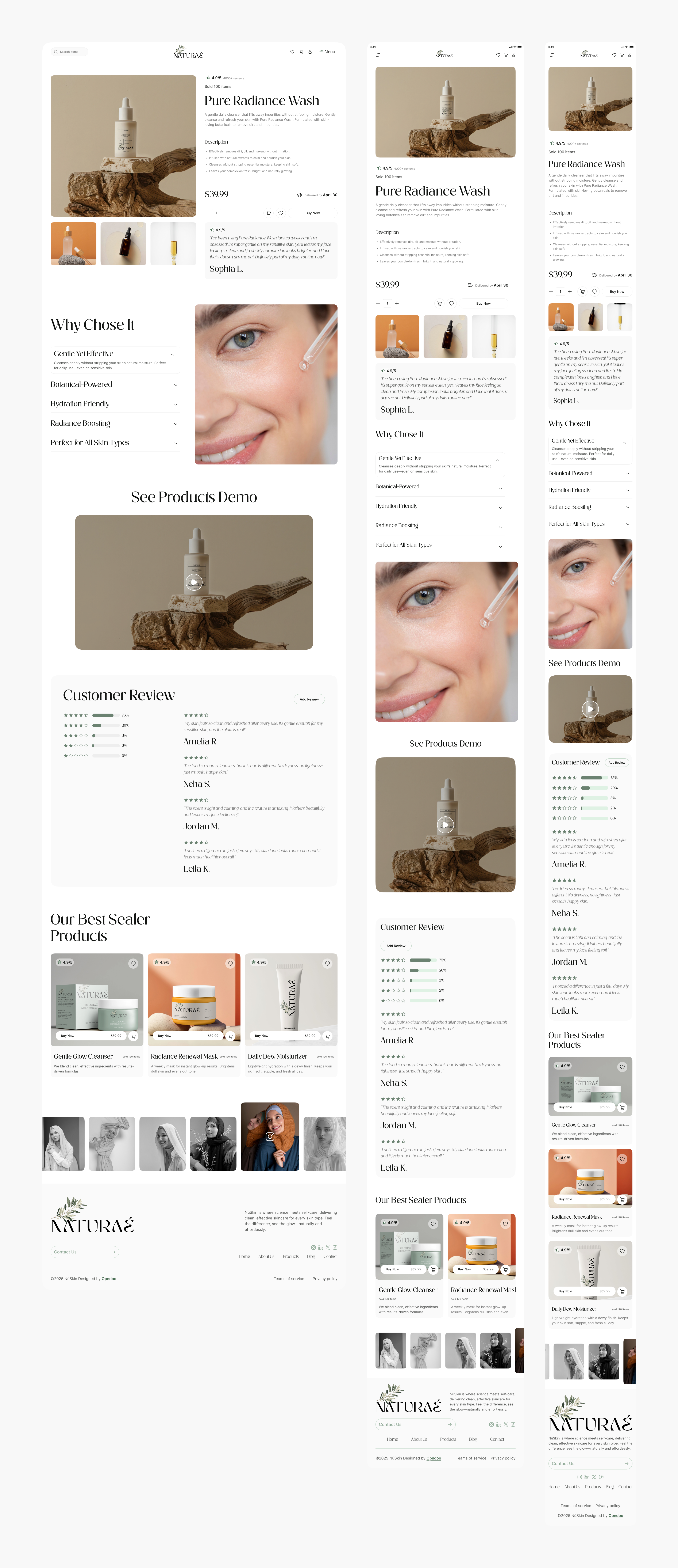 Skin Care Website UI/UX Design – Product Details Page interface product service startup ui ux web
