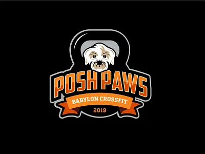 Posh Paws Crossfit branding cross fit dog exercise graphic design illustration kettle bell logo orange typography