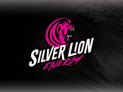 Silver Lion Energy black branding digital energy graphic design grunge illustration lion logo pink poster wave white wordmark