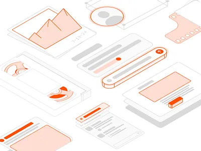 Animated Isometric UI Illustrations 3d ai angled animation article branding cassette highlight illustration isometric lottie mobile outline perspective photo roll sketch ui web