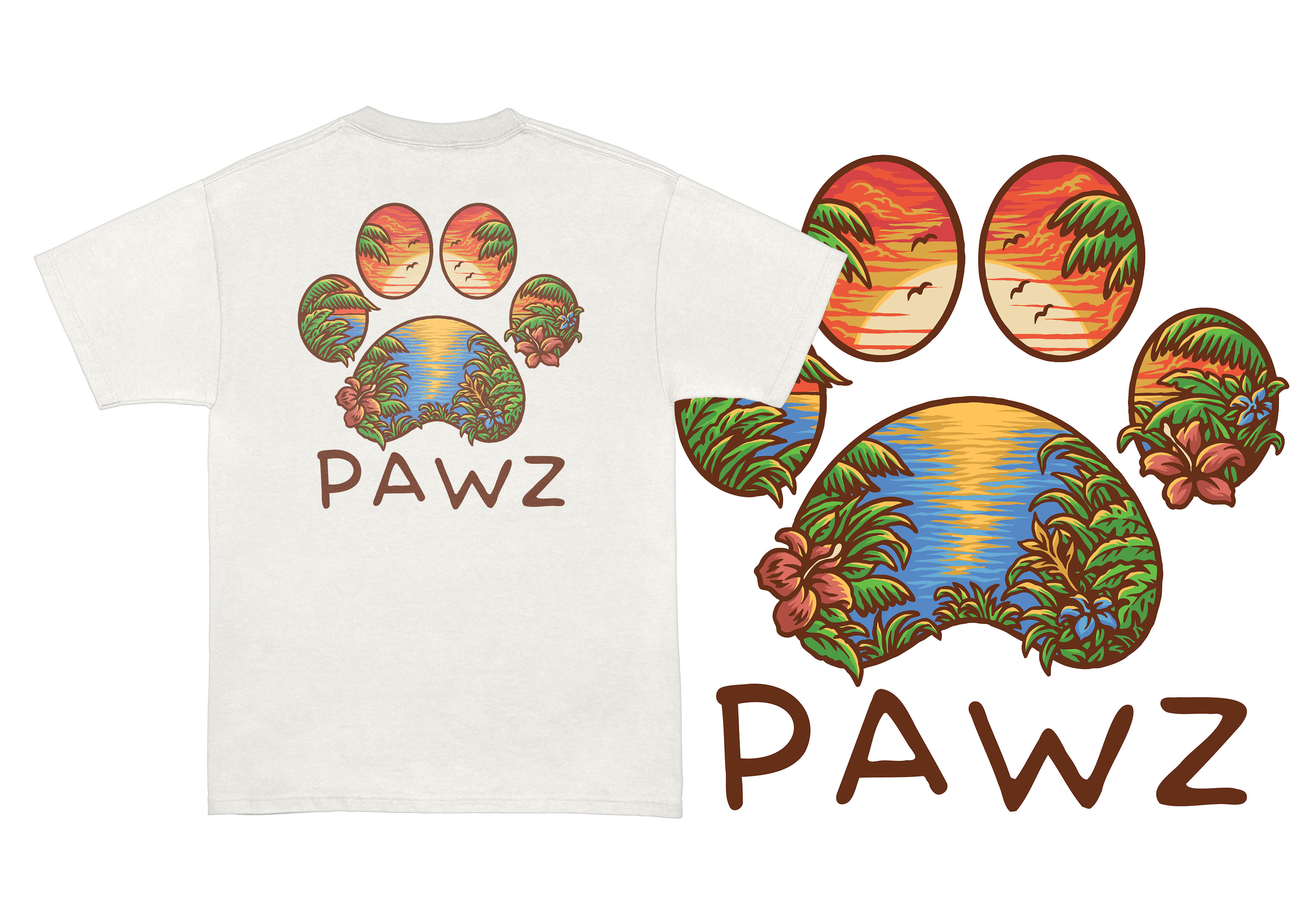 T-shirt Design for Pawz branding clothing brand graphic design illustration logo vintage illustration