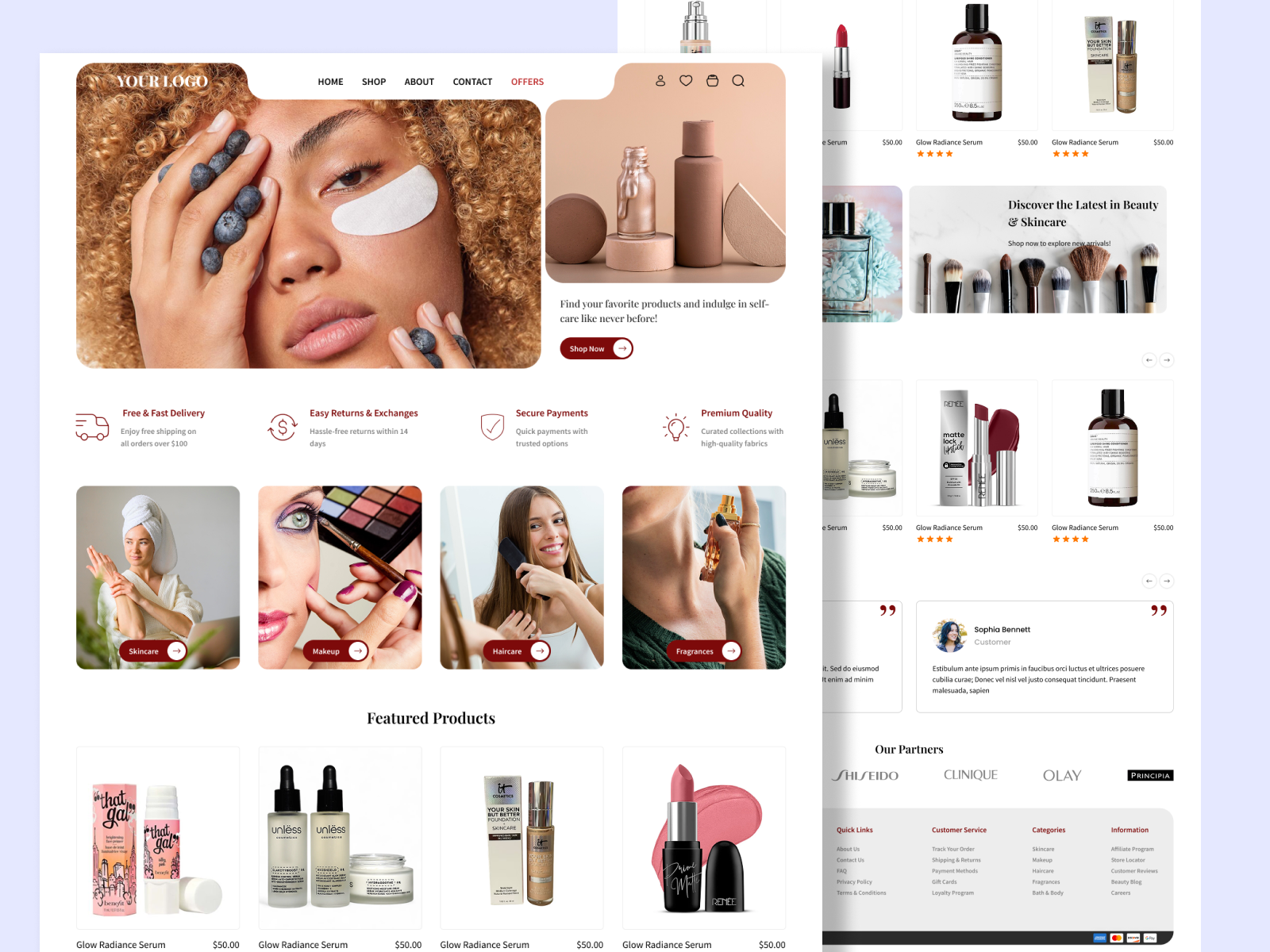 Cosmetics Store branding cosmetics design e commerce figma graphic design landing page makeup motion graphics shop store ui ux web design website