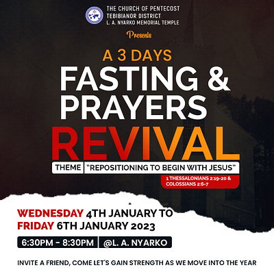 Prayers and fasting flyer for Pentecost church