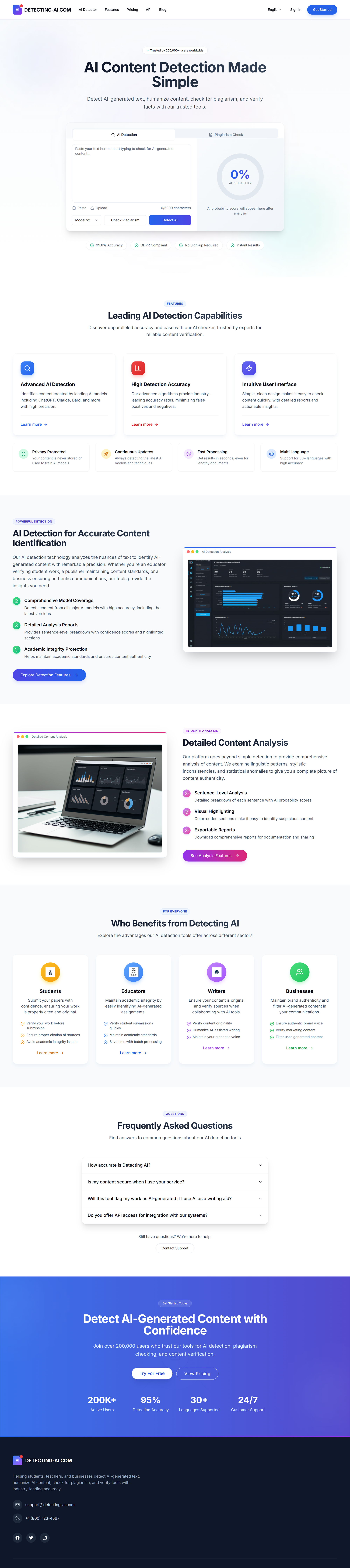 Simple Minimalistic AI Detecting Tool Design Concept ai ai detection tool design figma landing page ui ux web design website website design