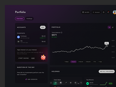 Dashboard design for finance dashboard exploration finance financedashboard financetool fintech fintechapp investingapp ui uidesign uiux ux wealthmanagement webdesign