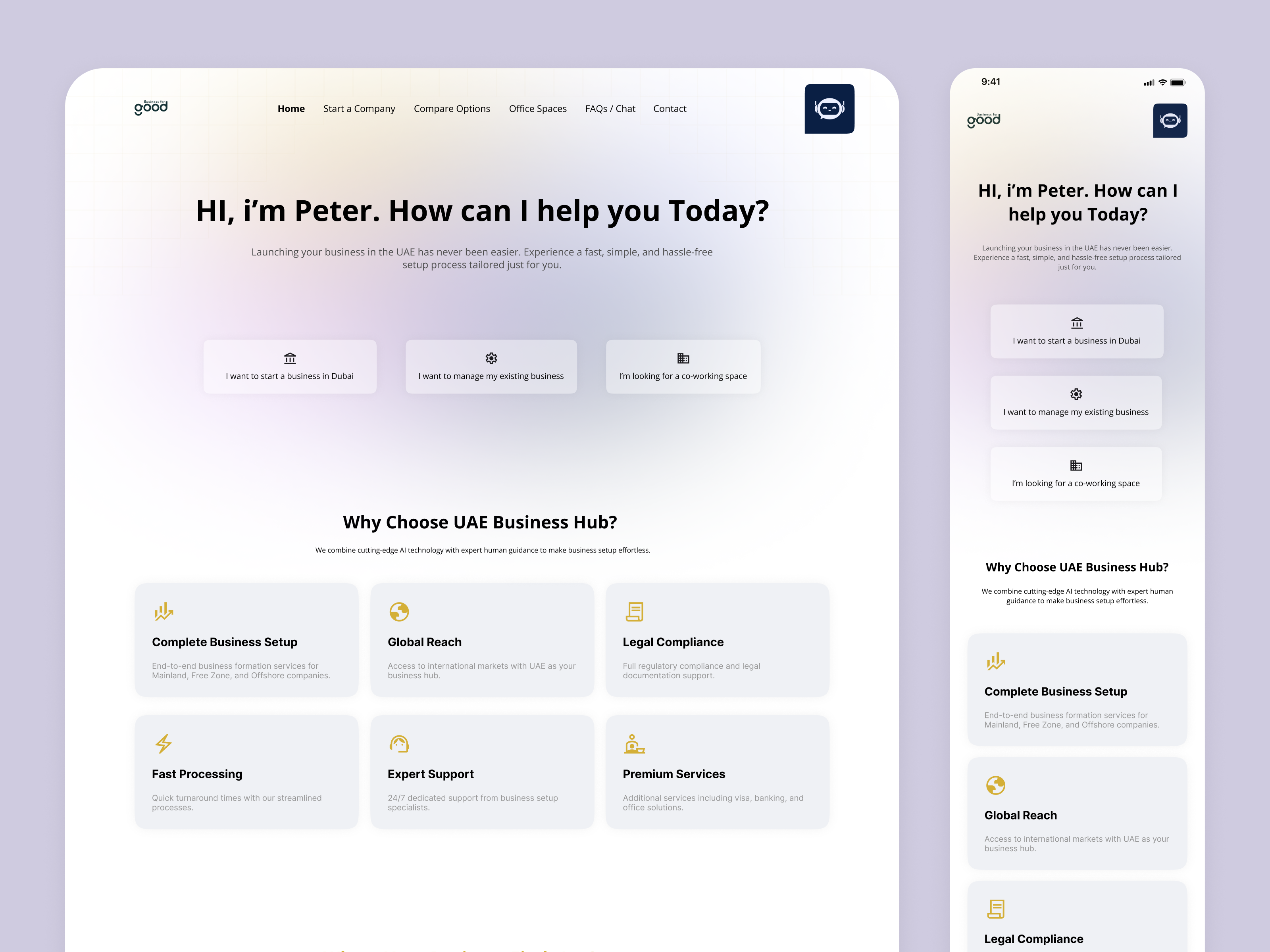 UAE Business Hub – Landing Page & Mobile Version 2025design aburayhan aburayhanux agency branding business setup clean design consultancy corporate website dubai business figma landing page minimalist typography ui uiux ux web design web ui website design