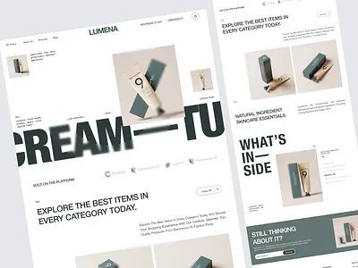 Beauty Product Landing Page – Figma Design + Webflow/Framer Dev animation beauty brand design beauty product landing page branding cosmetics landing page design figma beauty ui framer cosmetic page graphic design illustration motion graphics responsive product page shopify shopify. skincare website design ui website design