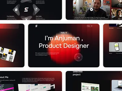 Anjuman - Personal Portfolio Website black card clean dark designer developer graphic design homepage landing page orange personal personal portfolio portfolio service services simple ui user interfaces ux website