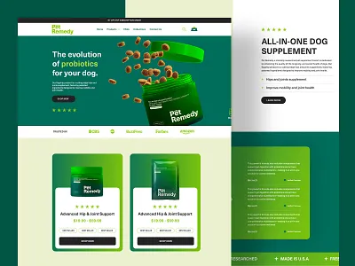 Pet Supplement Website Design | Clean, Bold & Product-Focused UI bold web design branding design dogprobiotics dtcdesign ecommerce website graphic design green design illustration logo mockup pet pet brand design petsupplement petwebsite product landing page ui uiuxdesign website wellness brand