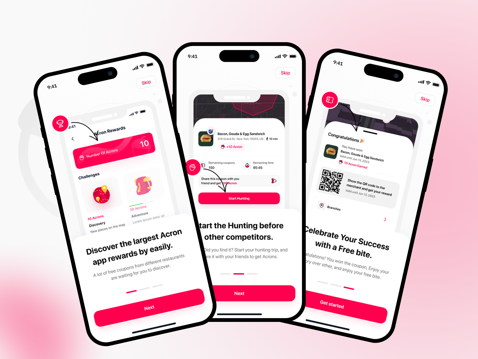 Acron: User Onboarding Screens functional design great coupons gulf ksa meal discounts minimal mobile app onboarding screen onboarding ui product restaurant coupons riyadh saudiarabia save money user centric design users onboarding walkthrough