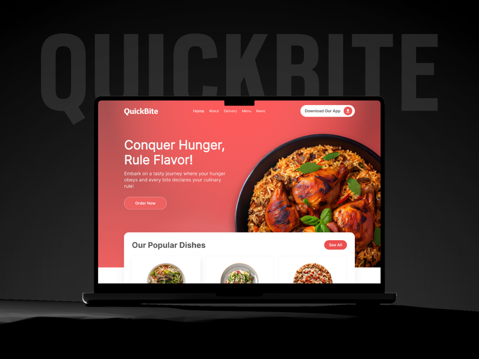 QuickBite - Food Delivery Business Website UI app app design delivery app food app food delivery app food delivery service food order illustration modern ui netro netrosystems online food restaurant software agency ui web design web ui web3