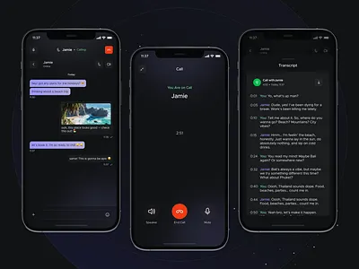 Call App Concept UI branding call concept dark mode transcript ui voice call