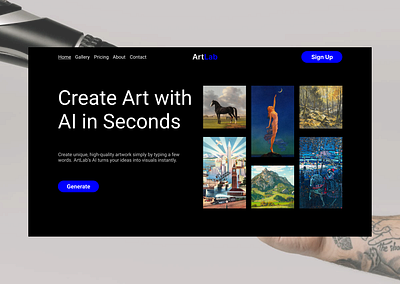 Ai Website Design ai ai art ai website art branding figma graphic design lending page tools ui user experience user interface ux web design web designer website website design