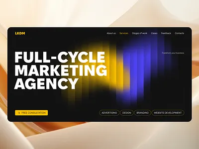 Full-cycle Marketing Agency Website boldtypography branding creativeagency darkmode digitalagency gradientdesign landingpage marketingwebsite minimaldesign neoncolors responsivewebsite uxuidesign webdesign website