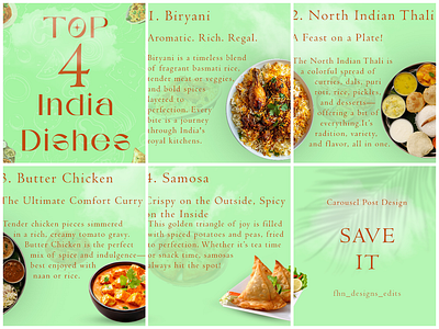 Food Carousel Post Design adobe carousel carousel design carousel post design food graphic design indian food photoshop social media social media post