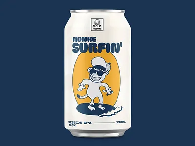 Monke Surfin' Session IPA 🙉🍺 beer graphic design monkey packaging session ipa