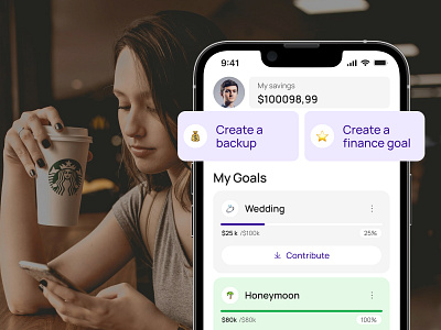 Managing finances mobile app app design cards checkboxes finance app fintech goal goals mobile mobile app personal finance progess progress bar savings tasks tasks management ui design ux design