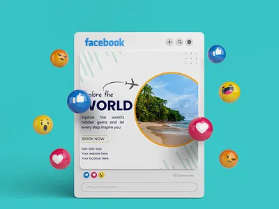 Travel Social Media Post Design design explore graphic design illustration marketing social media post tour travel travel industry world