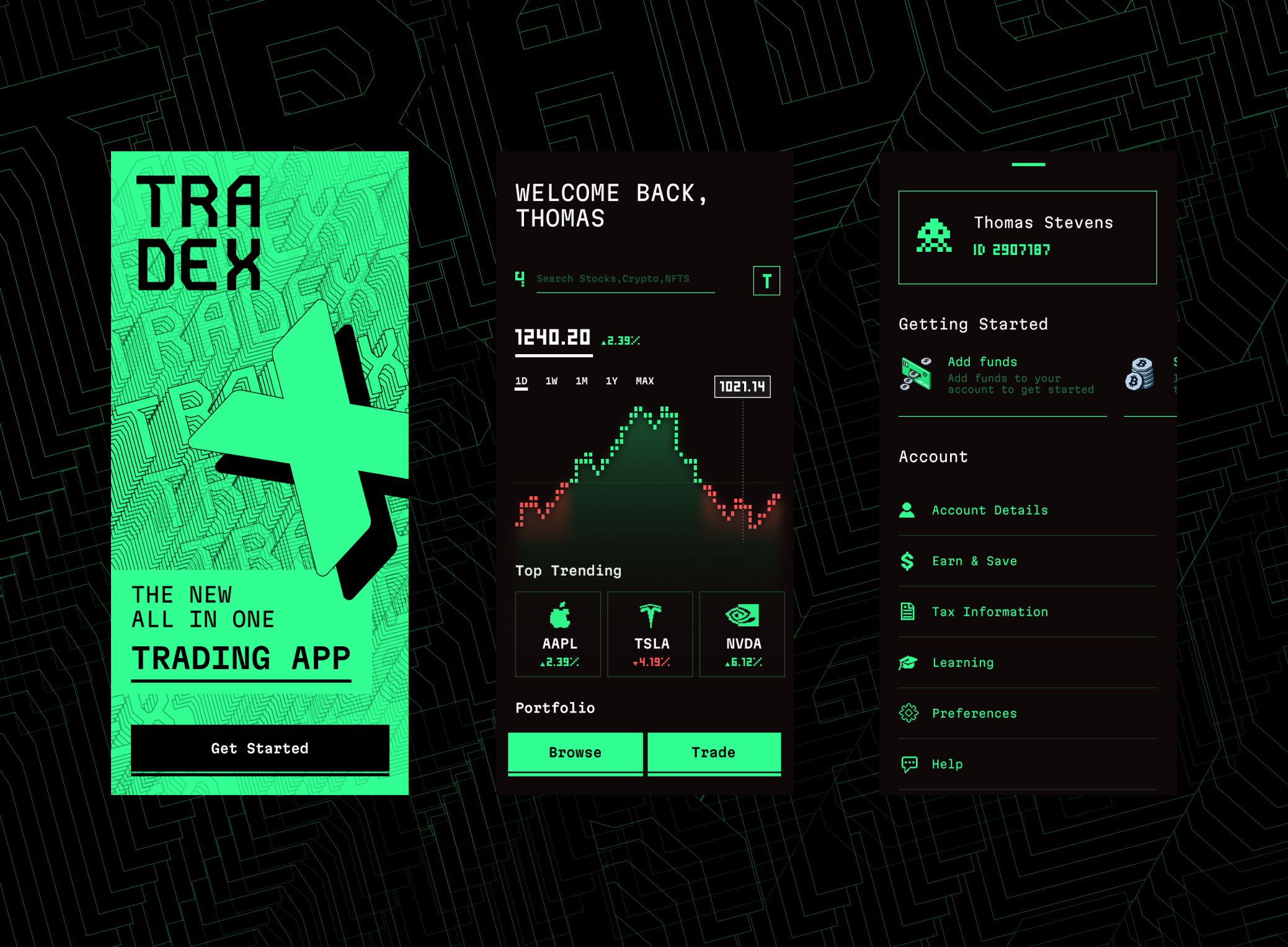 Example of Tradex Retro Trading Platform